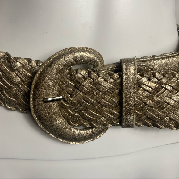 Metallic gold-tone braided Faux leather Wide belt Boggit 00 size 32 - Picture 3 of 11